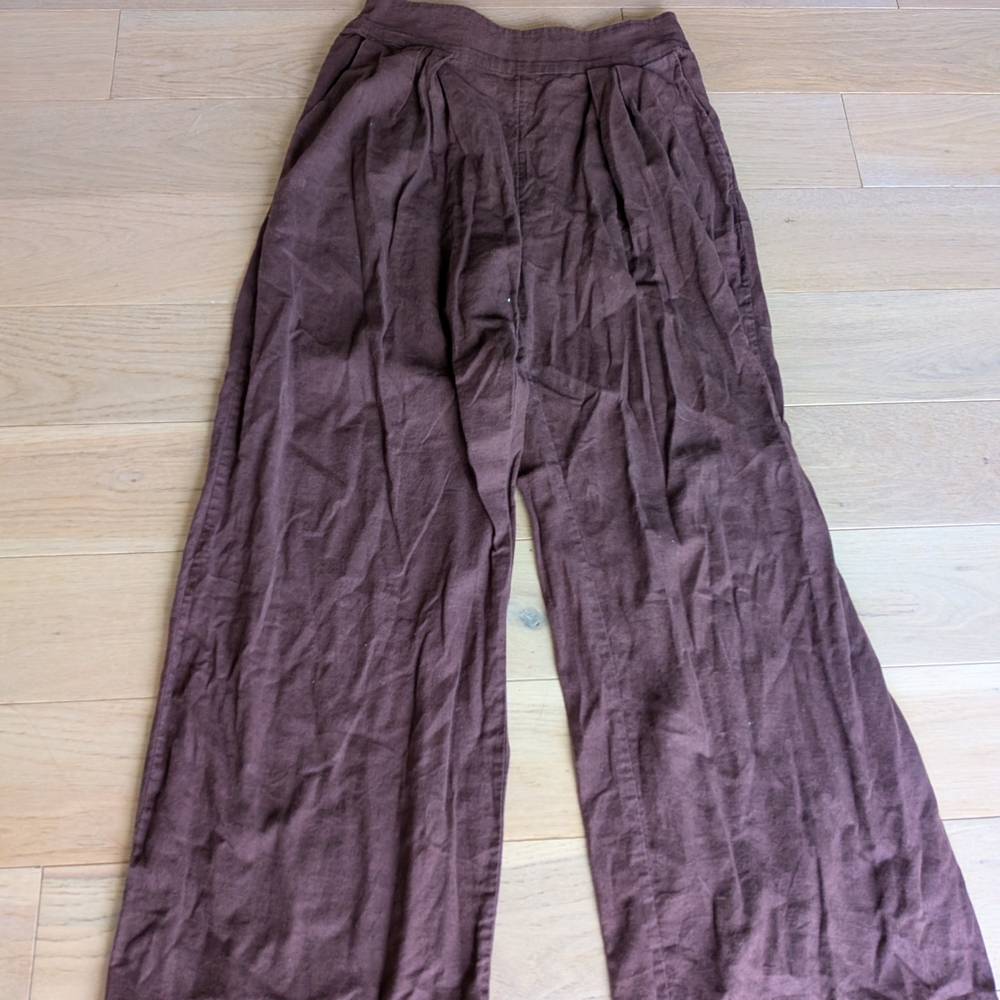 Abercrombie Wide Leg Linen Pants Brown Medium